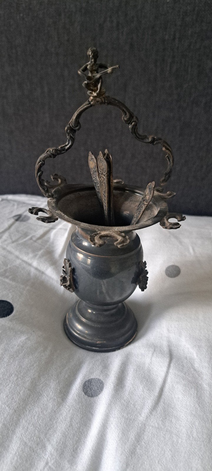 te koop: zilveren 'bekertje' met 6 zilveren lepeltjes, Antiek en Kunst, Ophalen of Verzenden