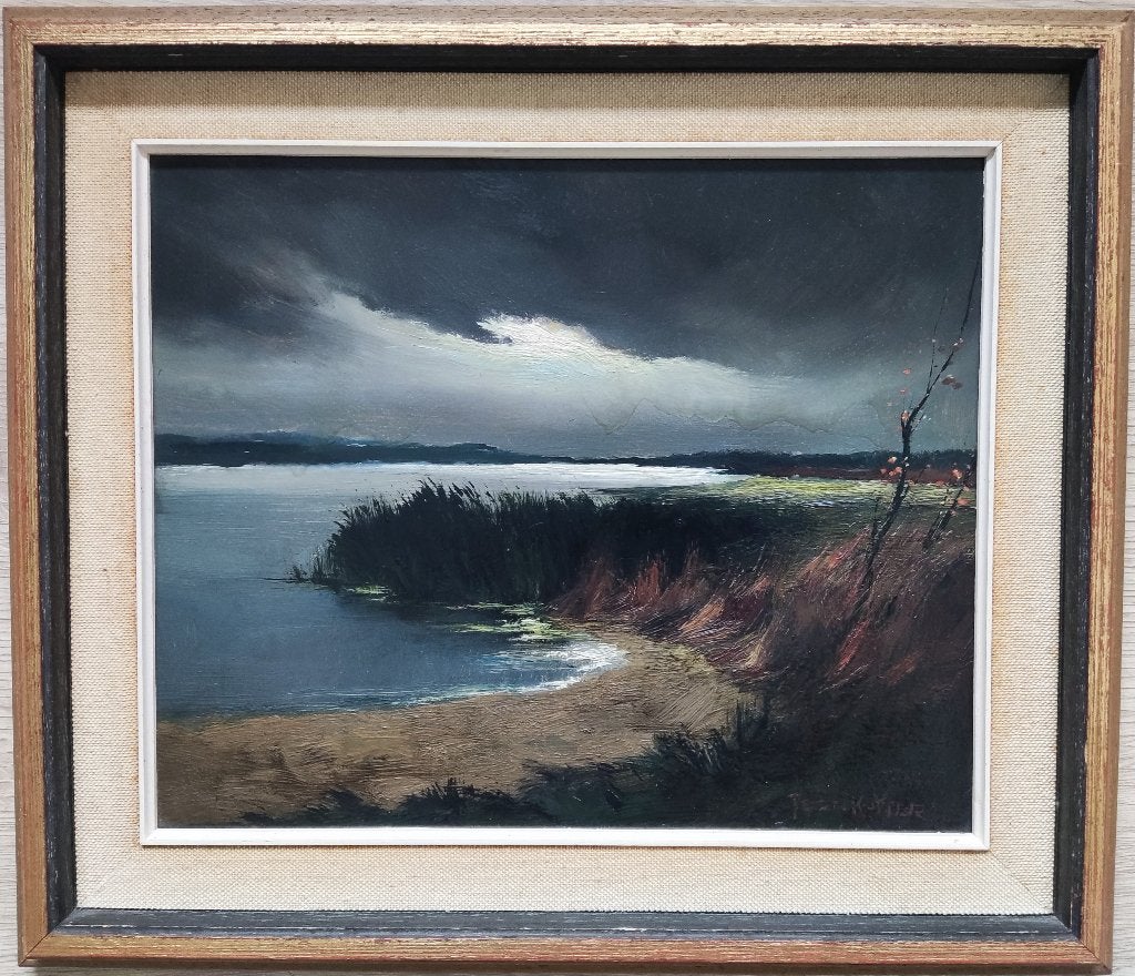 Toon Koster (1913-1990) - Rivierlandschap in de schemer, Antiek en Kunst, Paneel, Ophalen of Verzenden, Gesigneerd, Landschap