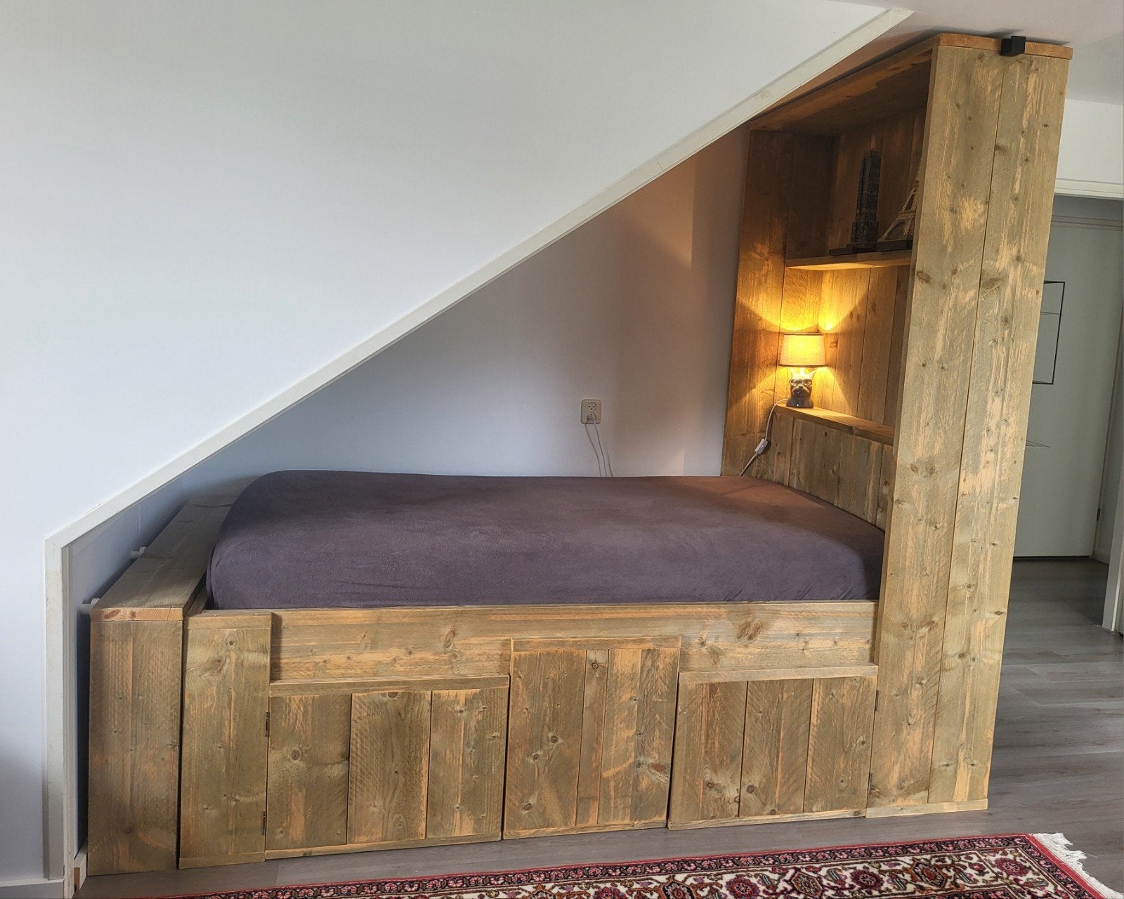 Bed, Twijfelaar 120x200, Steigerhout, bedstee, Ophalen, Twijfelaar, 120 cm, Grijs