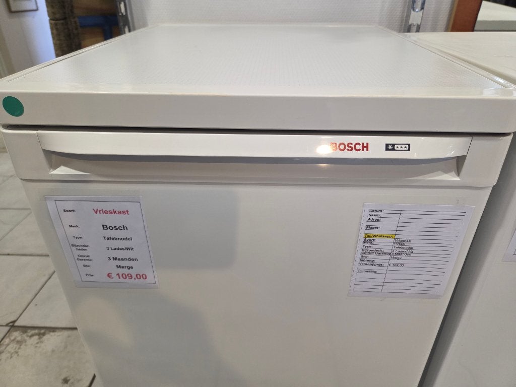 vrieskast - bosch - tafelmodel - 3 lades, Gebruikt, Nl-infocentrum-bosch@bshg.com, Minder dan 60 cm, Vrijstaand