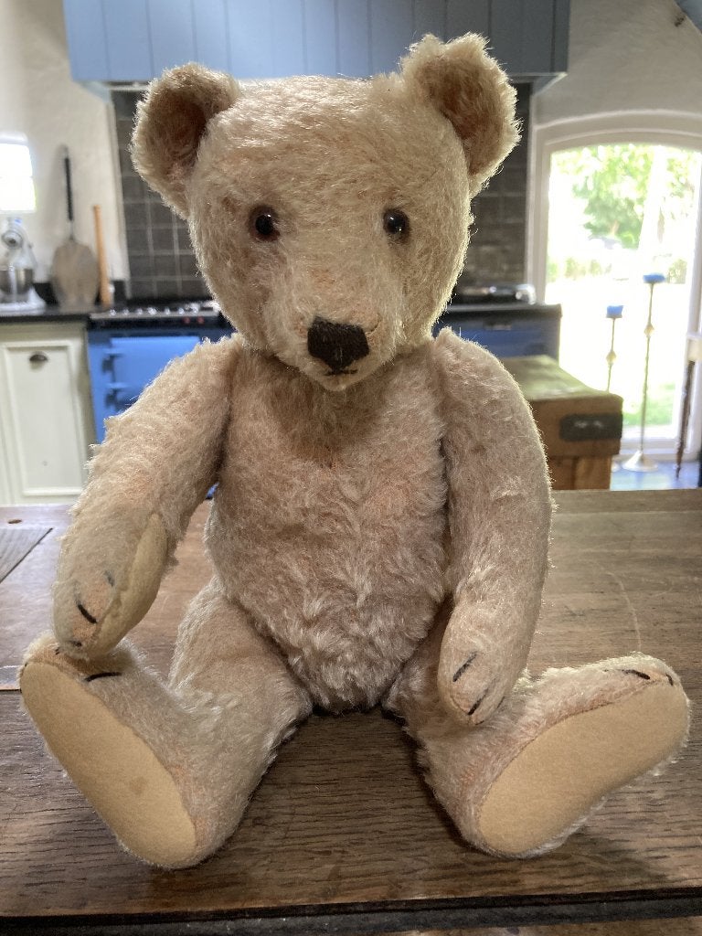 prachtige vintage mohair teddybeer 5 voudig geleed, Ophalen of Verzenden, Zo goed als nieuw, Stoffen beer, Overige merken