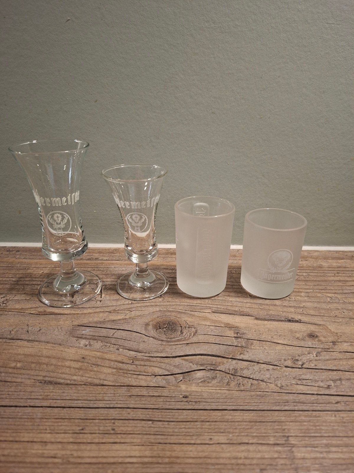 Jagermeister borrelglaasjes, Ophalen of Verzenden, Zo goed als nieuw, Borrel- of Shotglas