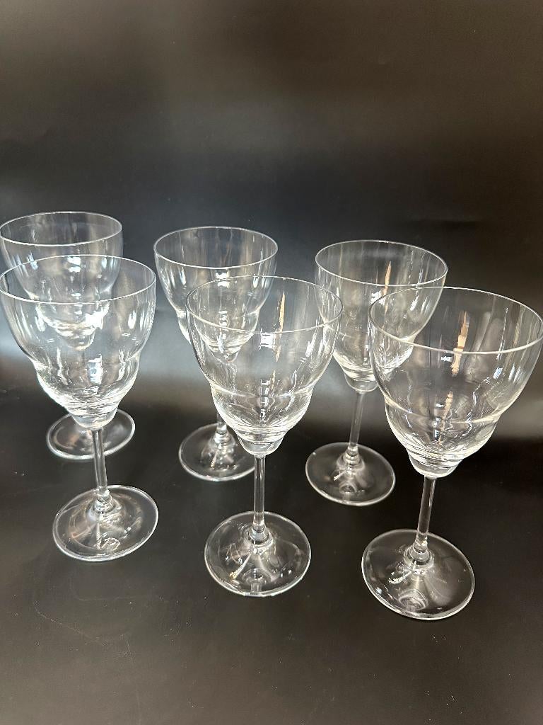 6 x mondgeblazen wijnglazen jaren 70 € 40,00, Glas of Glazen, Ophalen of Verzenden, Overige stijlen, Glas