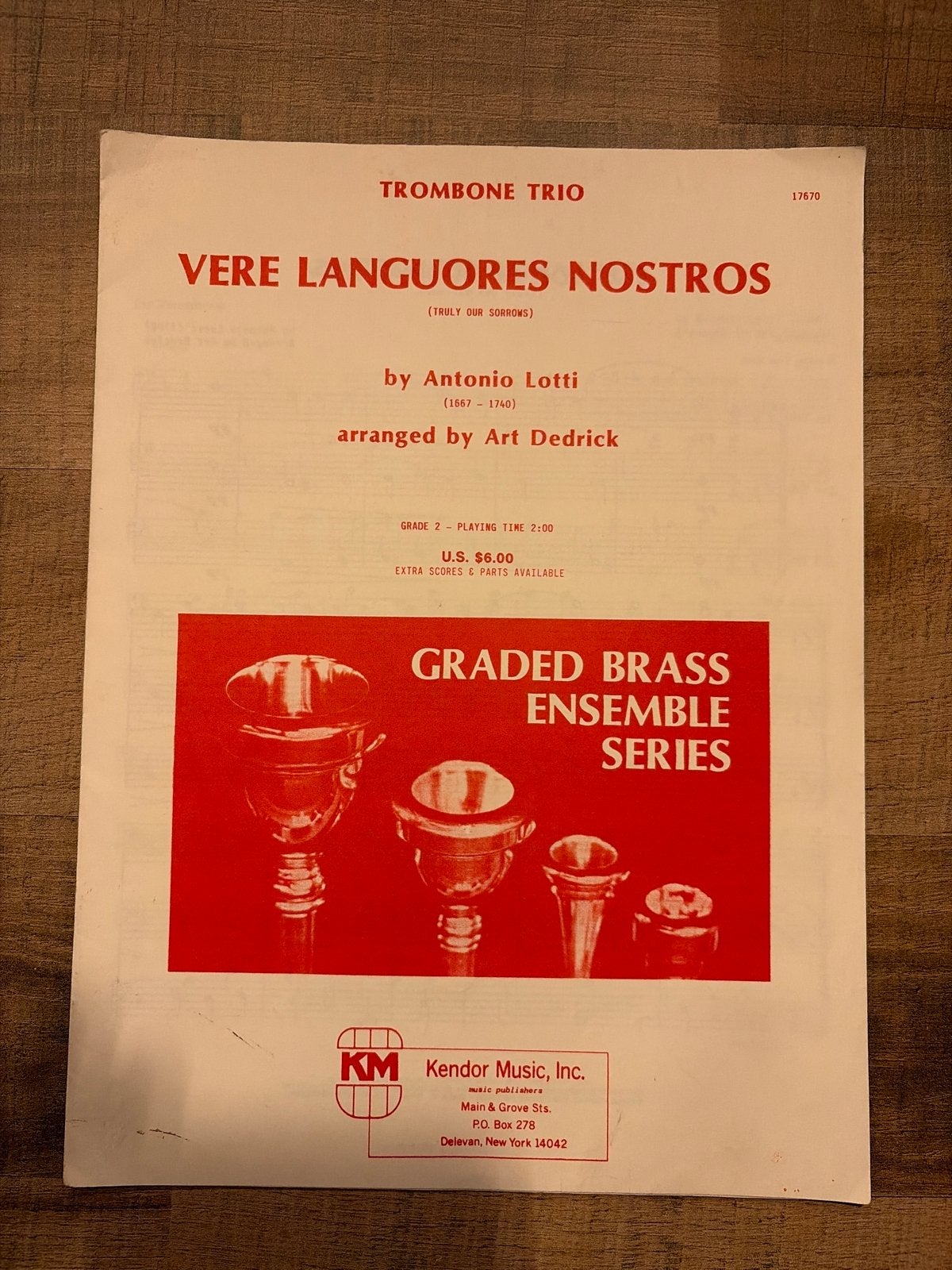 Trombone Trio - Vere Languores Nostros - Antonio Lotti, Gebruikt, Klassiek, Ophalen of Verzenden, Artiest of Componist