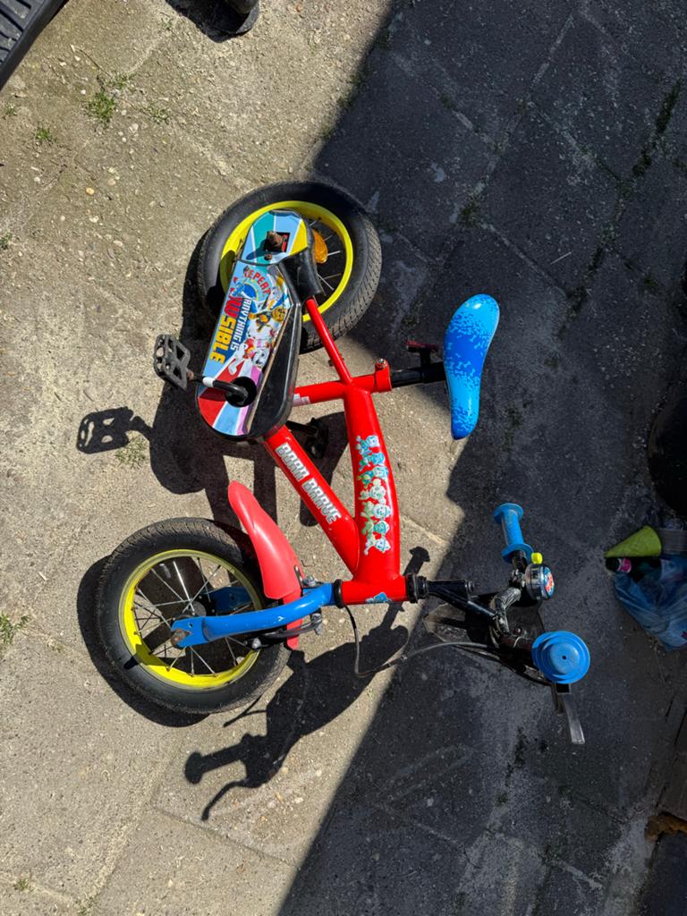 Paw Patrol kinderfiets 12 inch, Ophalen, Gebruikt, Velgrem, Minder dan 16 inch
