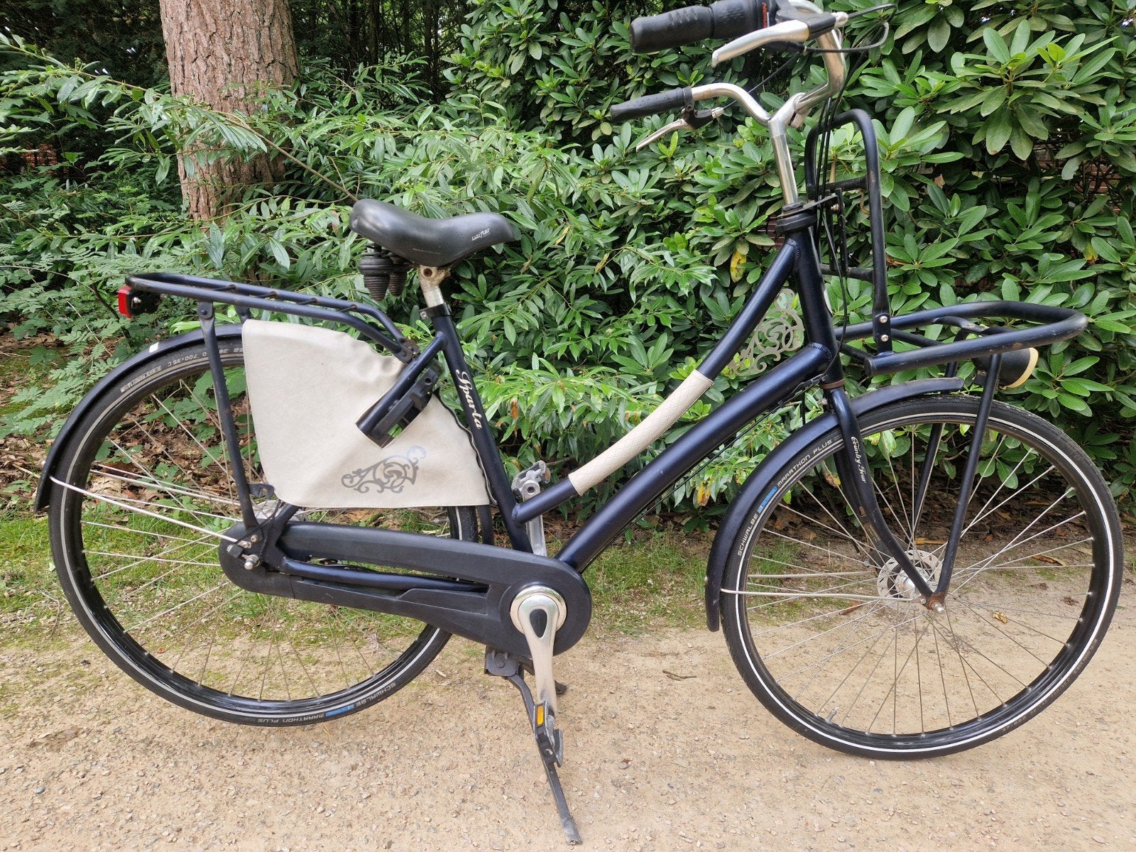 Donker blauwe 28" inch Meisjes/ Damesfiets transportfiets, Trommelrem, Ophalen, 26 inch of meer, Handrem