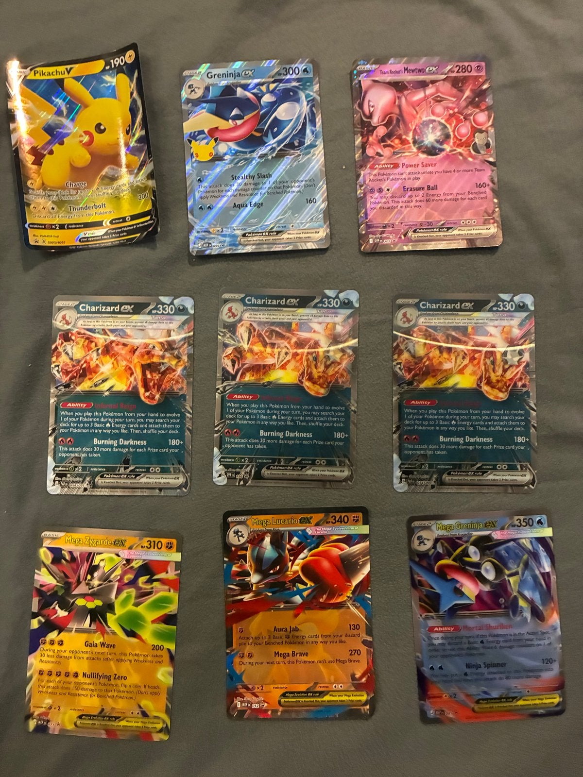 9 Oversized Pokémon Kaarten: Charizard, Pikachu, Mewtwo, Ophalen, Zo goed als nieuw, Meerdere kaarten, Foil
