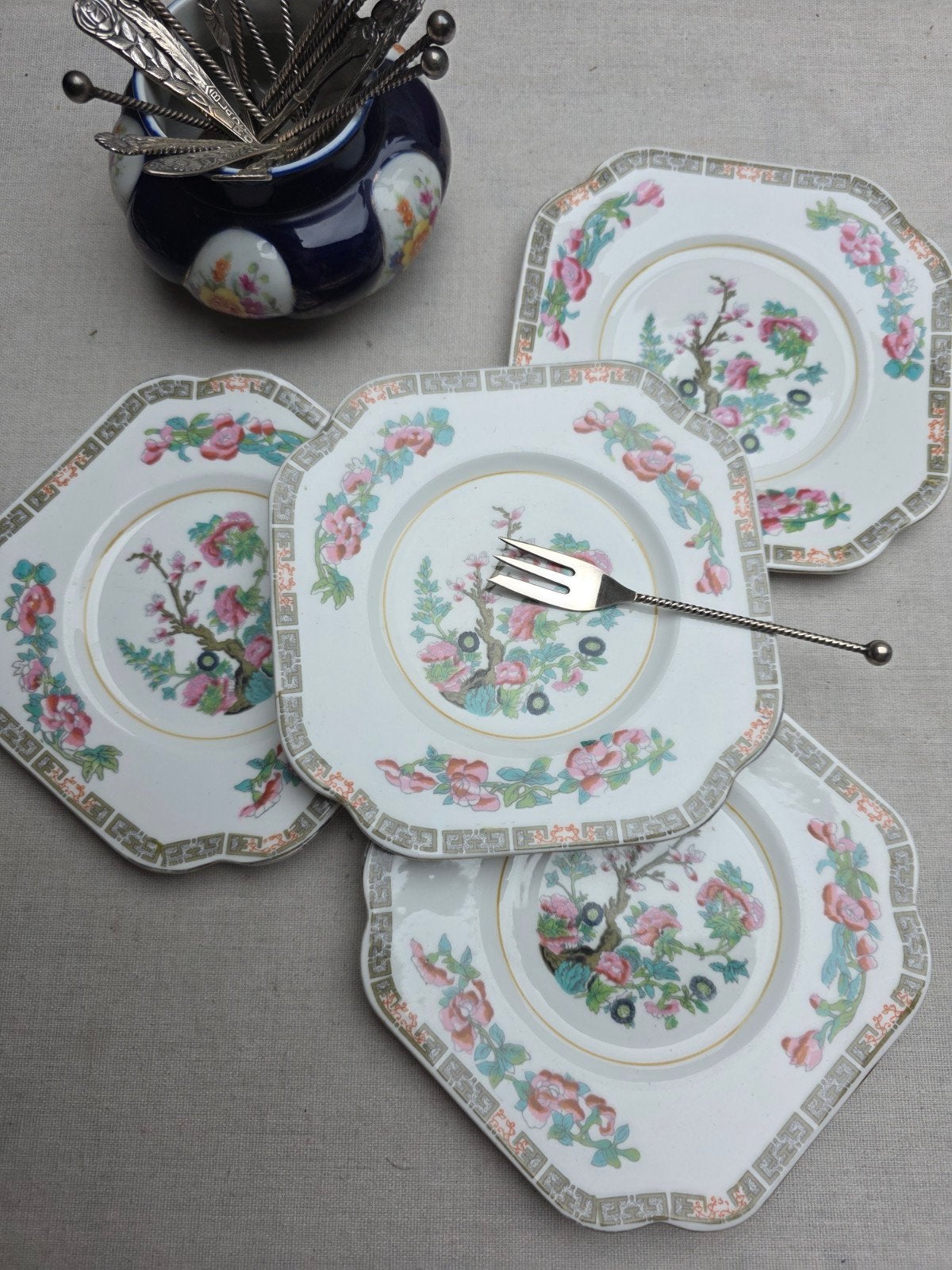 Engelse gebaksbordjes bordjes, Antiek en Kunst, Antiek | Servies los, Ophalen of Verzenden