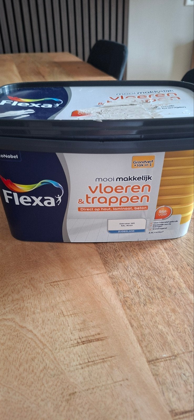 Flexa vloeren en trappen. Ral 9010. 2.5 liter, Ophalen of Verzenden, Wit