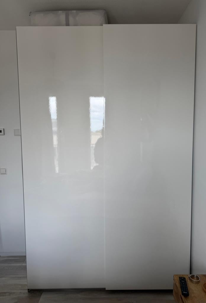 Luxe PAX kledingkast wit hoogglans, Ophalen, Zo goed als nieuw, 50 tot 75 cm, 200 cm of meer