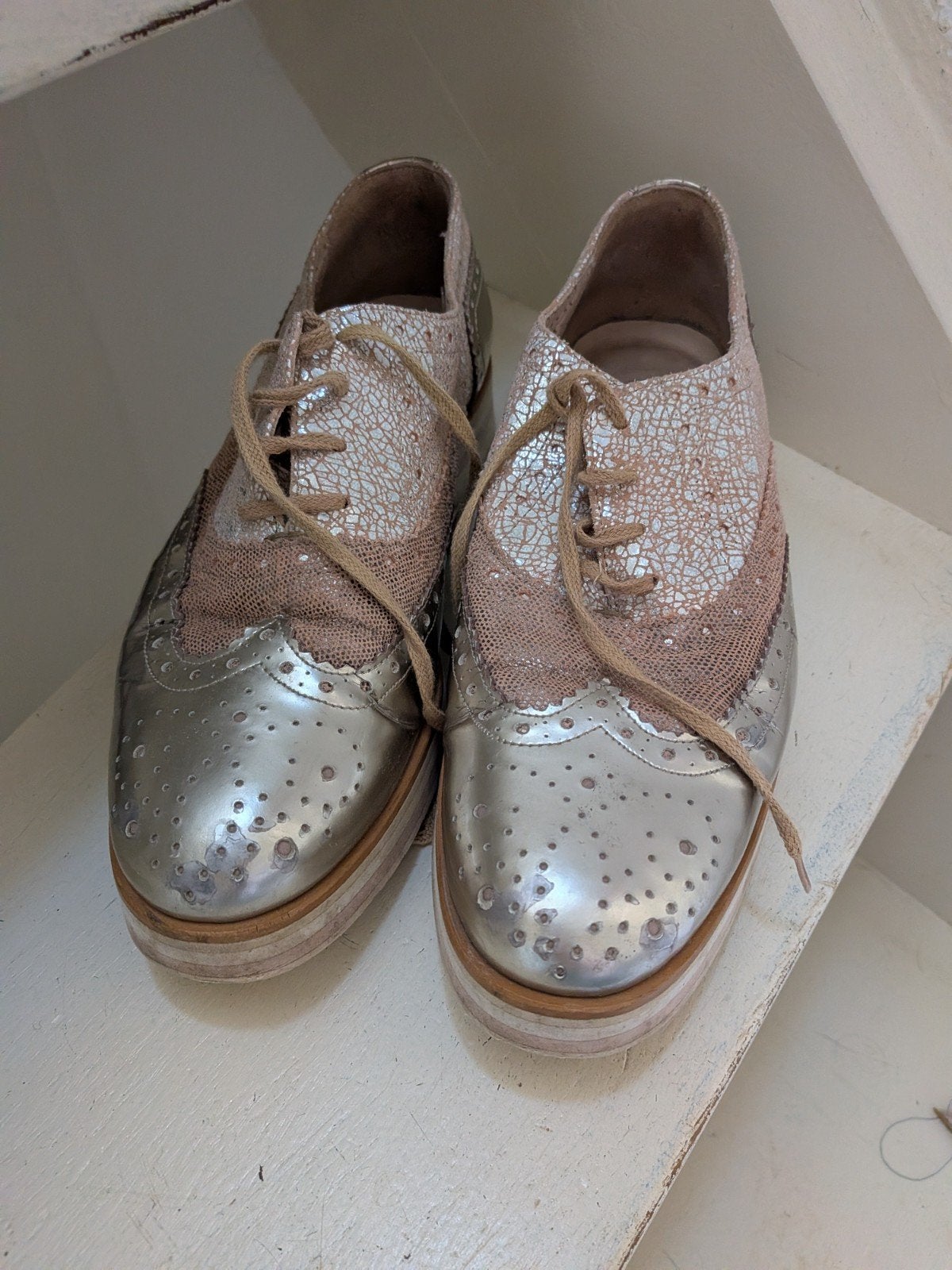 Roze gouden schoenen- 38, Ophalen of Verzenden, Gedragen, Roze, Schoenen met lage hakken