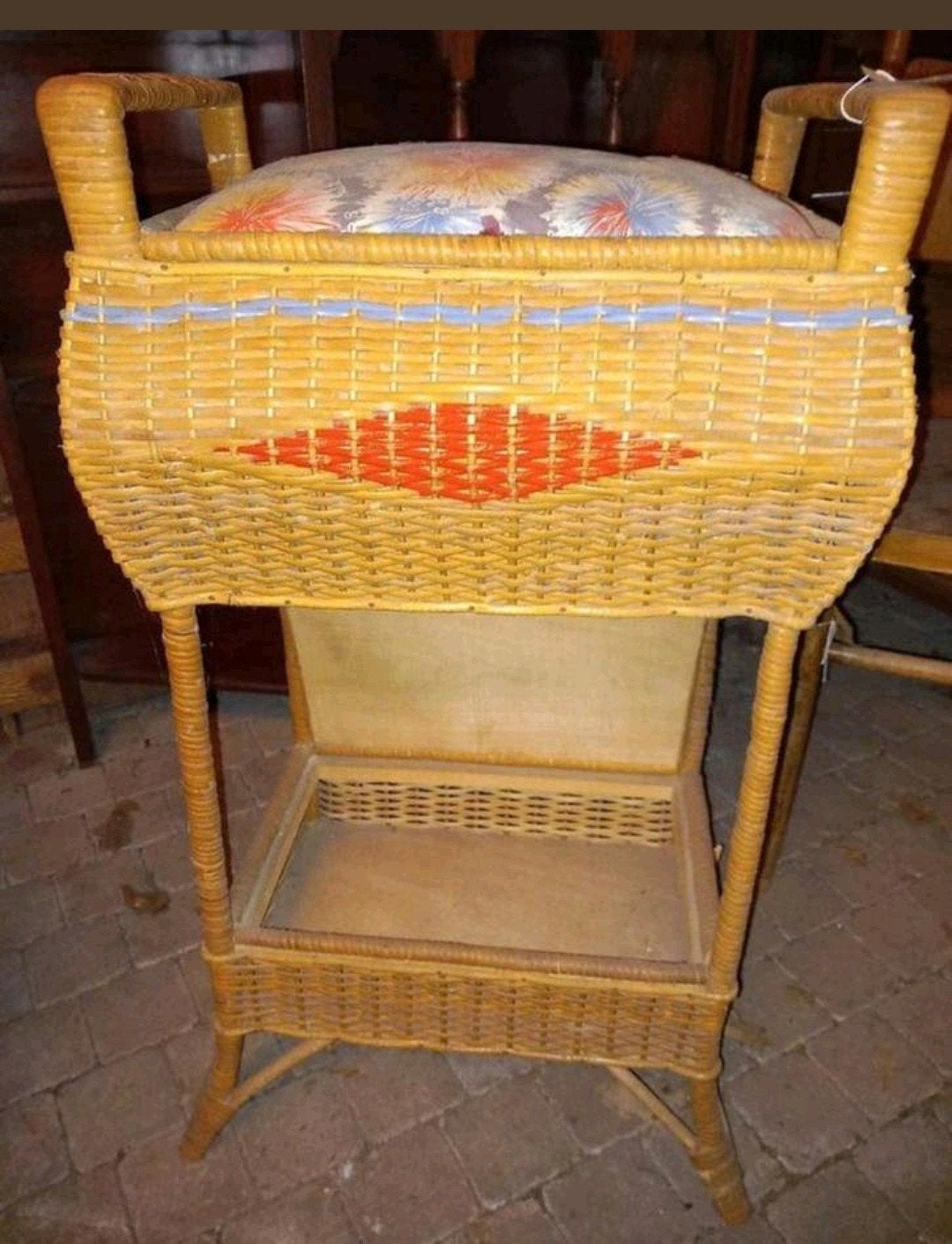 Vintage Rotan Tafeltje met Opbergruimte, Ophalen of Verzenden