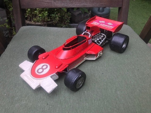 Engelse raceauto van blik, Ophalen of Verzenden