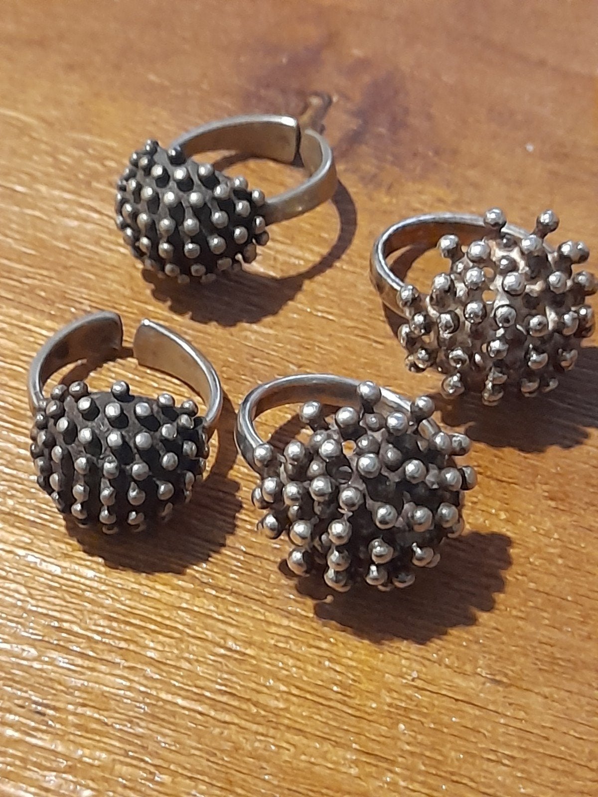 Vintage Sputnik Ringen - Jaren 60/70 Egel/Knubbel Ring, Gebruikt, Verzenden, Dame, Zilver