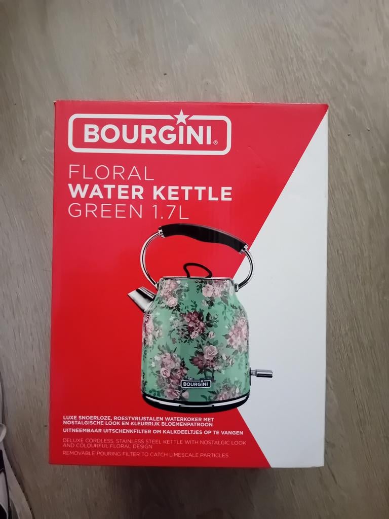 Bourgin Floral Water Kettle Groen 1.7L, Ophalen