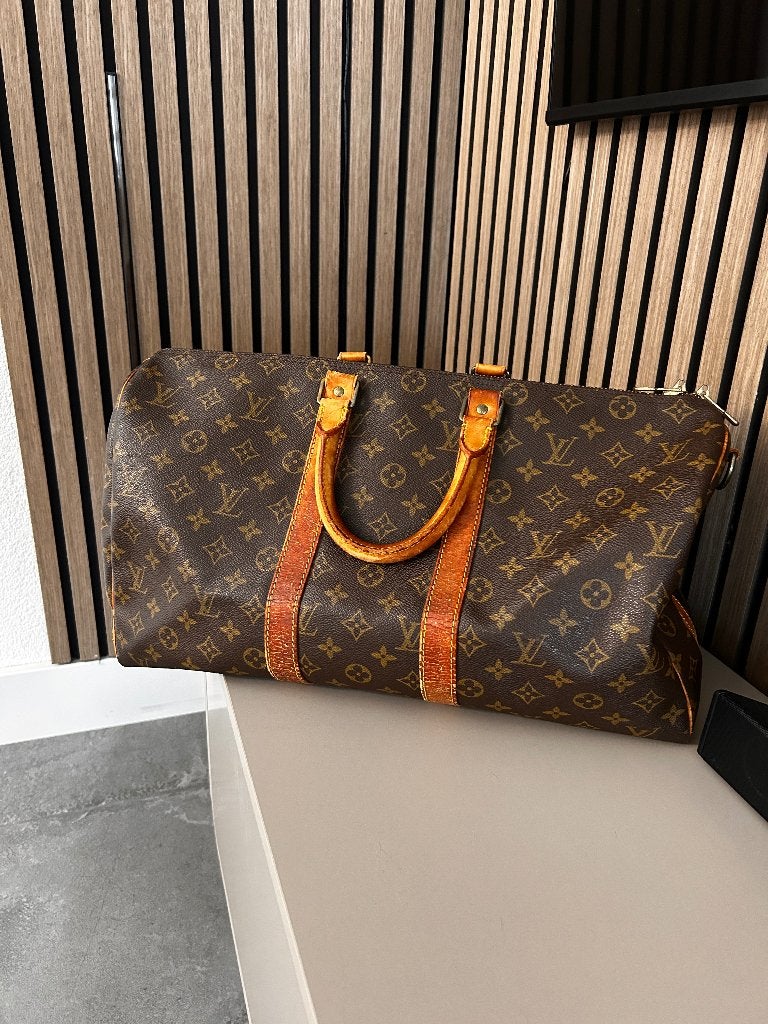 Louis vuitton keepall 45, 40 tot 60 cm, 30 cm of meer, Gebruikt, Zwart