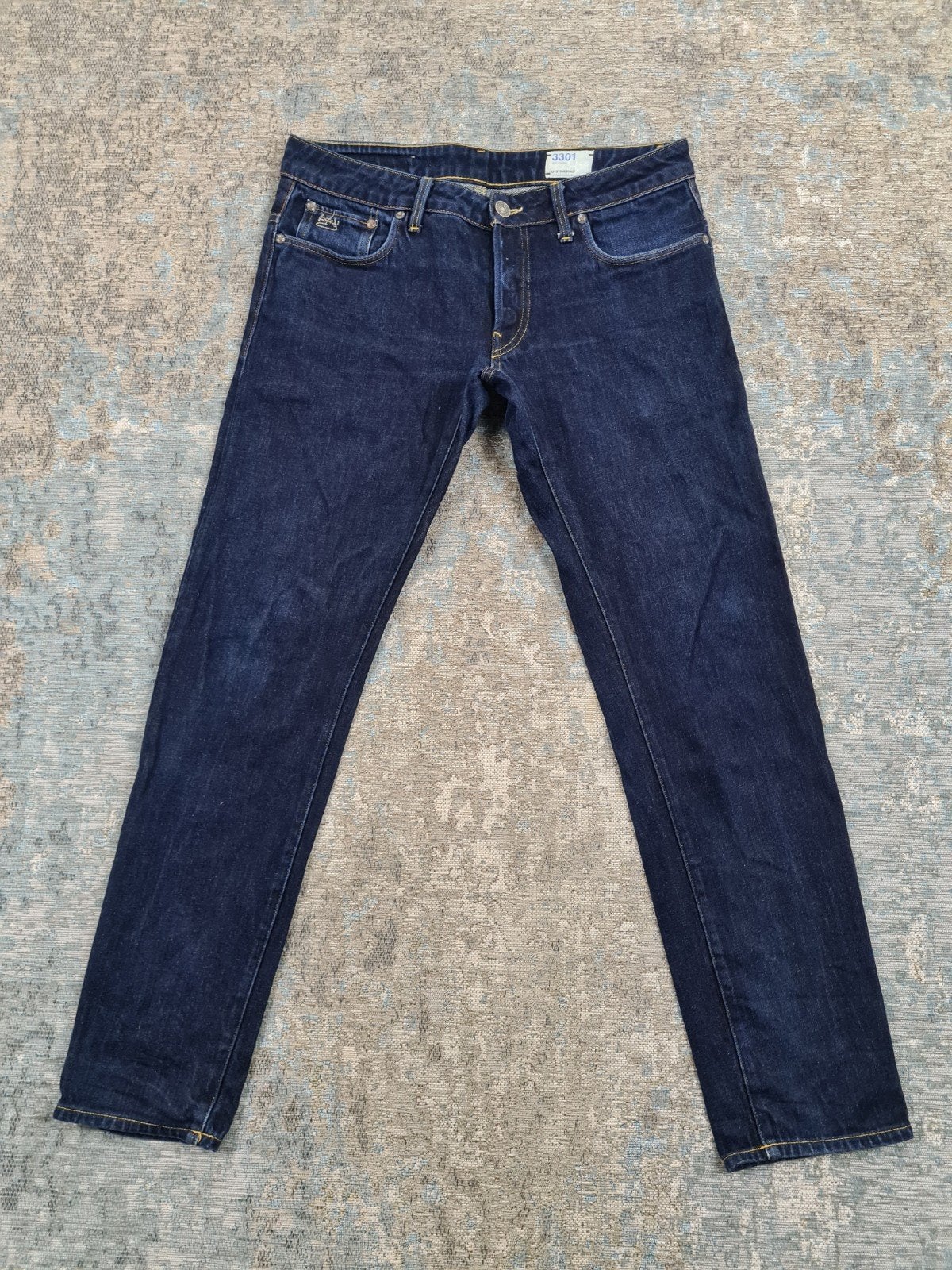 G-Star 3301 Low Tapered W33 L32 100% katoen Bronno3332 Blauw, G-Star Raw, https://www.g-star.com/nl_nl/customer-service, Zo goed als nieuw