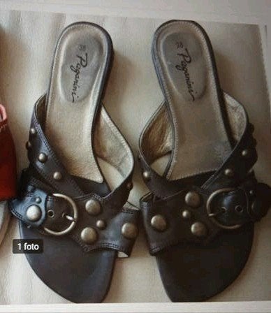 Slippers Mt.38 Leer, Kleding | Dames, Schoenen, Ophalen of Verzenden, Zo goed als nieuw, Bruin