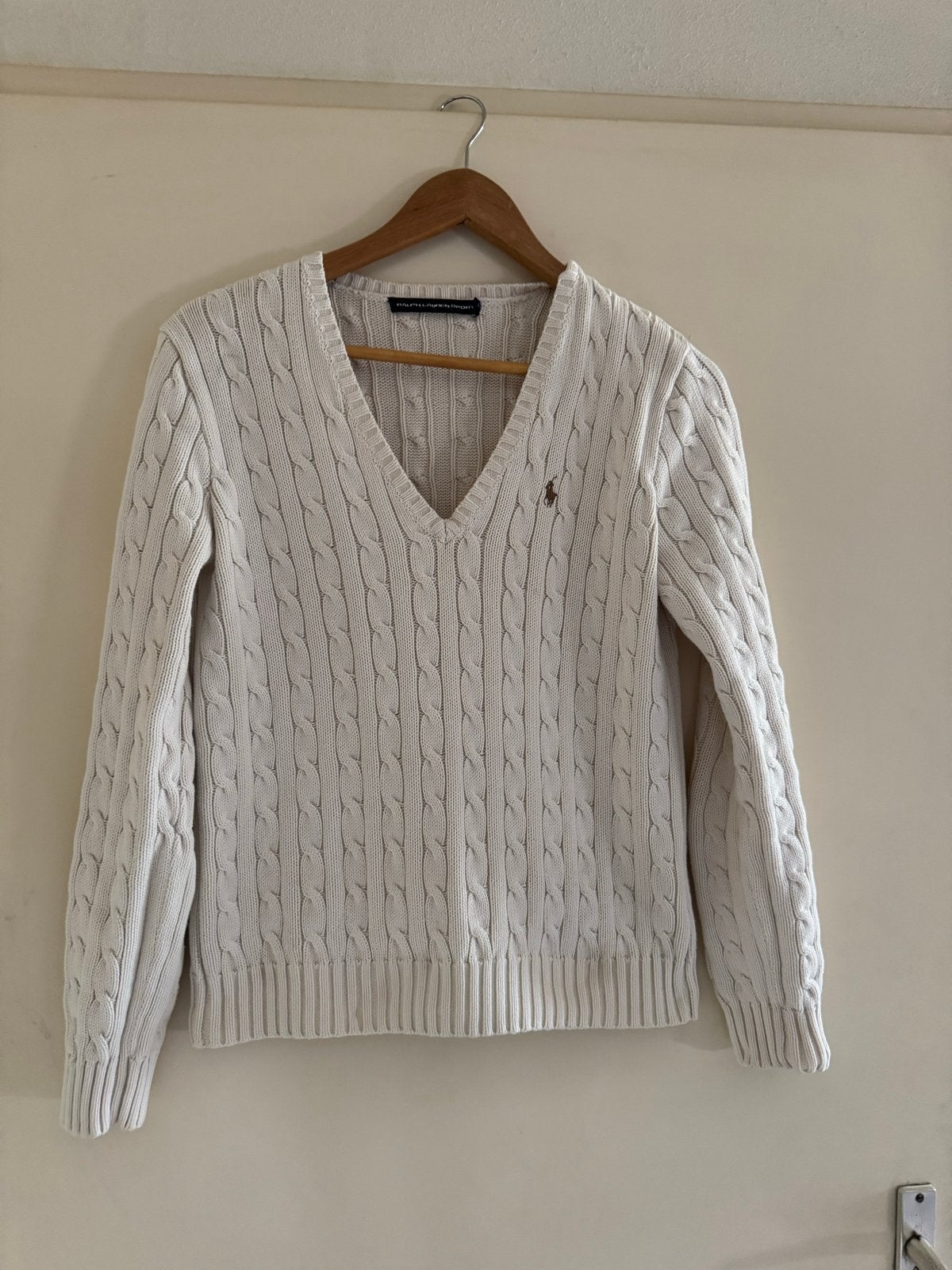 Ralph Lauren Sport kabeltrui - Maat L, Ophalen of Verzenden, Zo goed als nieuw, Maat 42/44 (L), Beige