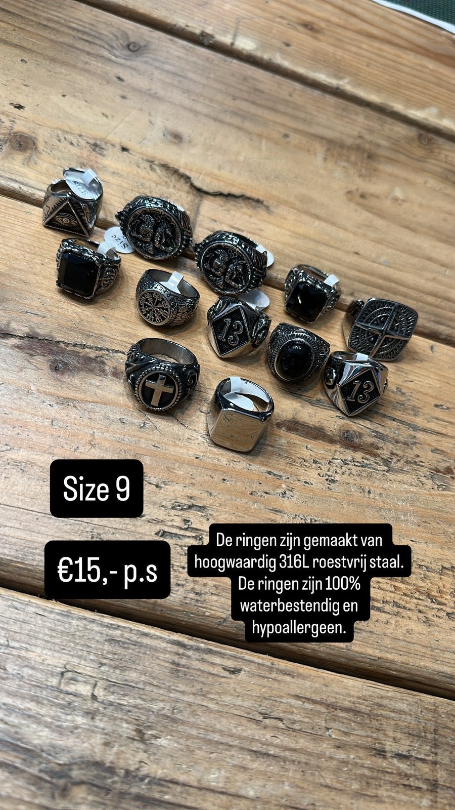 Ringen size 9, IJzer of Staal, 19 tot 20, Nieuw, Ophalen of Verzenden