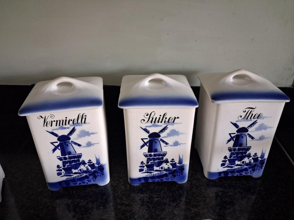 Vintage Delfts Blauw Keukenset - 10-delig - 1943, Ophalen of Verzenden