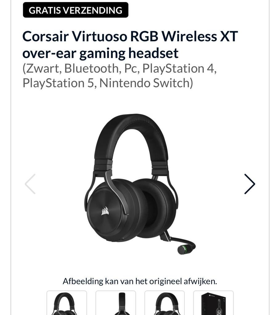 Corsair Virtuoso RGB Wireless XT Gaming Headset, Overige merken, Ophalen of Verzenden, Zo goed als nieuw, Over oor (circumaural)