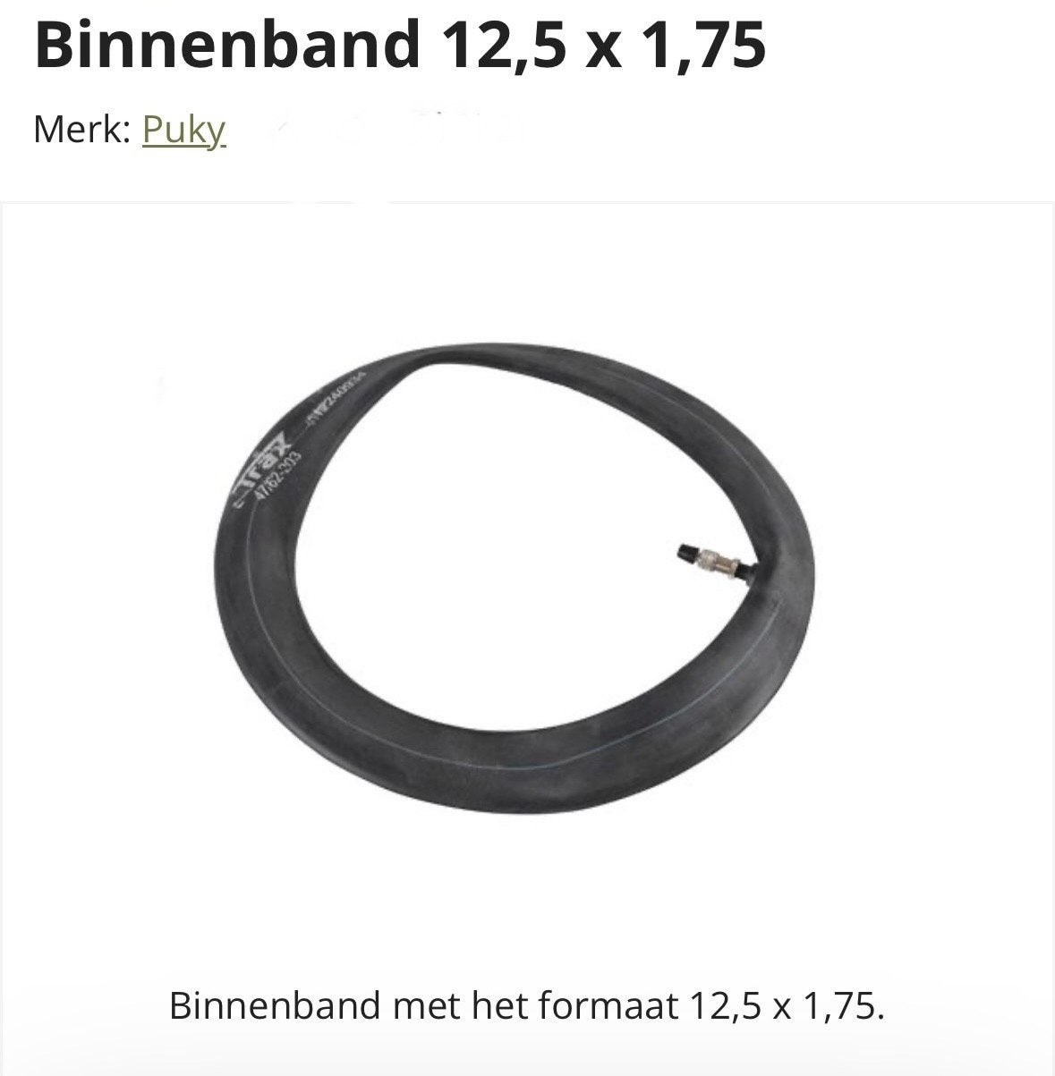 Puky Binnenband 12,5 x 1,75, Band, Kinderfiets, Nieuw, Ophalen of Verzenden