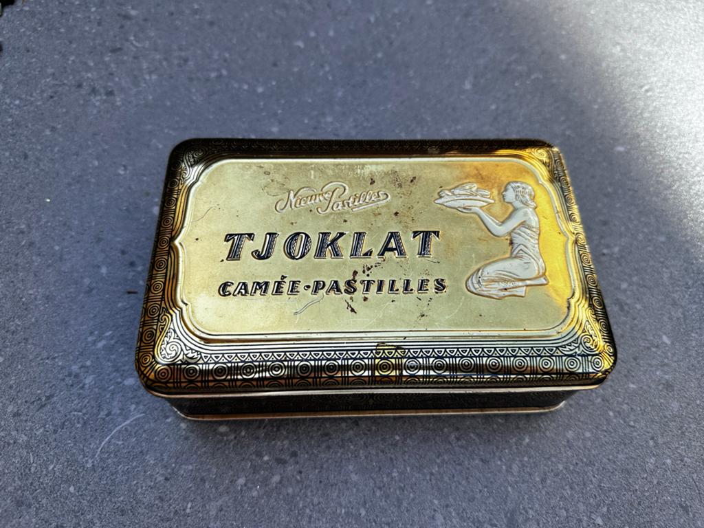 Vintage blik Tjoklat, Ophalen of Verzenden, Gebruikt, Overige