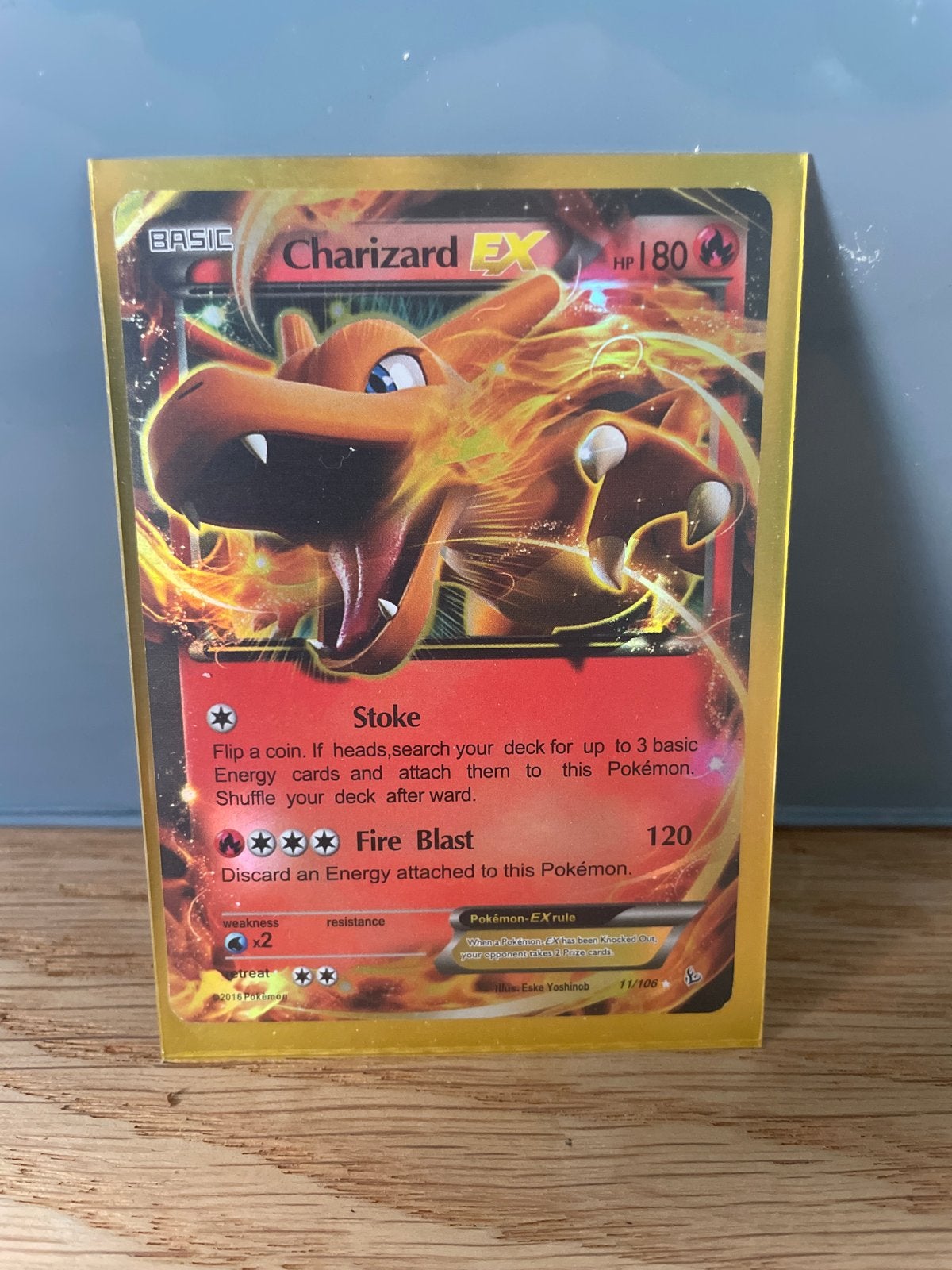 Charizard EX Pokémon kaart - Schade aan zijkanten, Verzenden, Zo goed als nieuw, Losse kaart