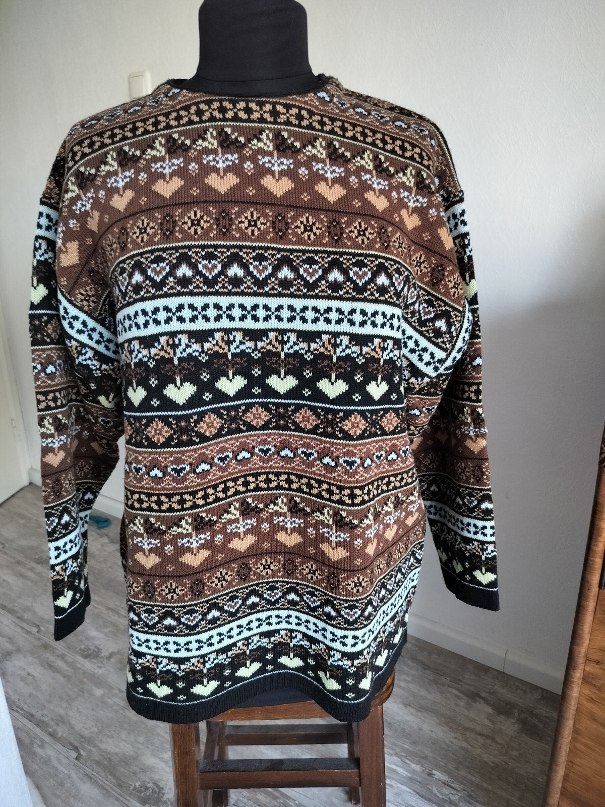 Vintage wollen trui, Ophalen of Verzenden, Zo goed als nieuw, Maat 38/40 (M), Blauw