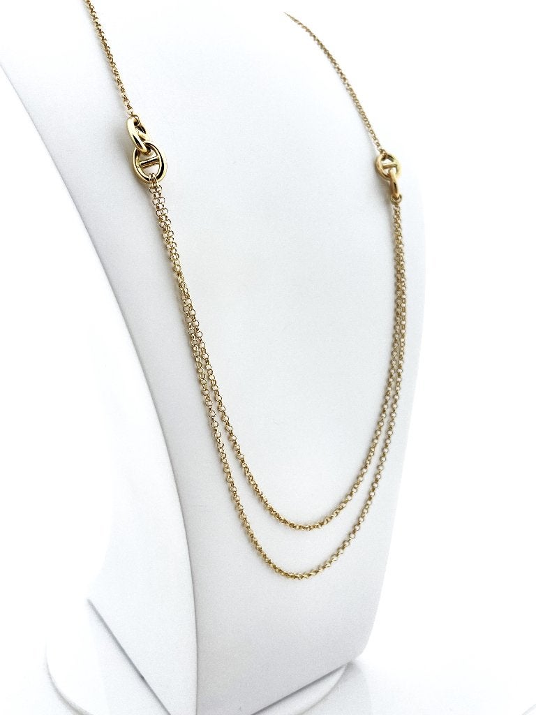Gouden Multi Collier Jasseron 60 cm, Ophalen, TIEMAN JUWELIERS, Verstelbaar, -