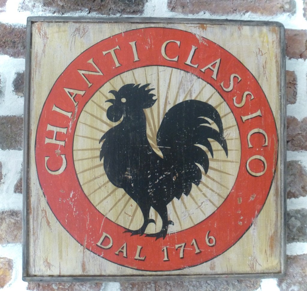 Handgeschilderd houten bord / Toscane Italië / Chianti wijn, Reclamebord, Ophalen of Verzenden, Zo goed als nieuw, B6