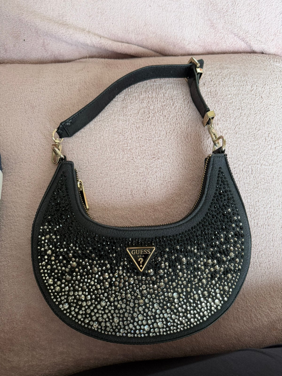Guess tas, Verzenden, Zo goed als nieuw, Zwart, Handtas