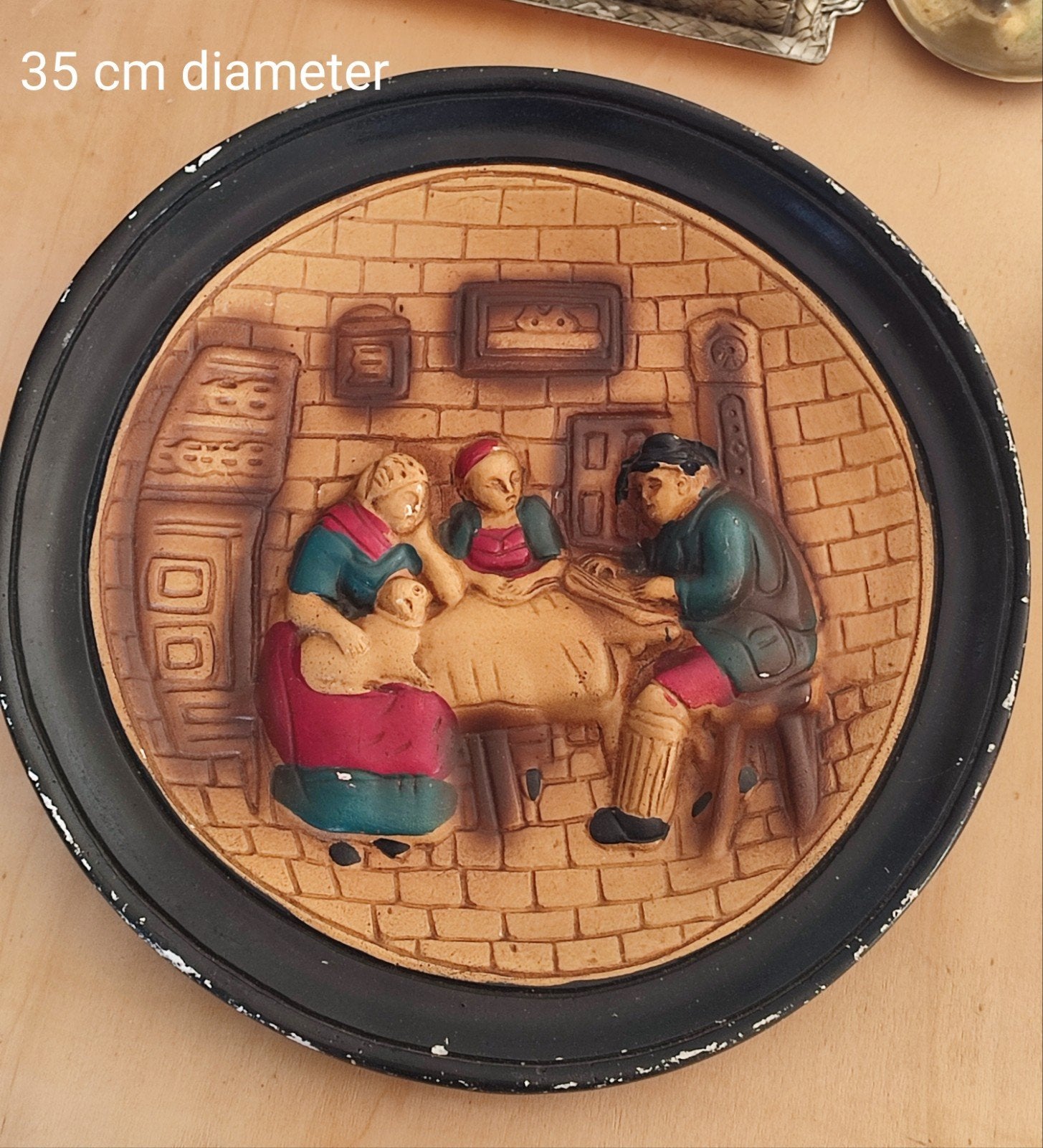 Decoratief 3D gips wandbord - Keukentafereel, Ophalen of Verzenden