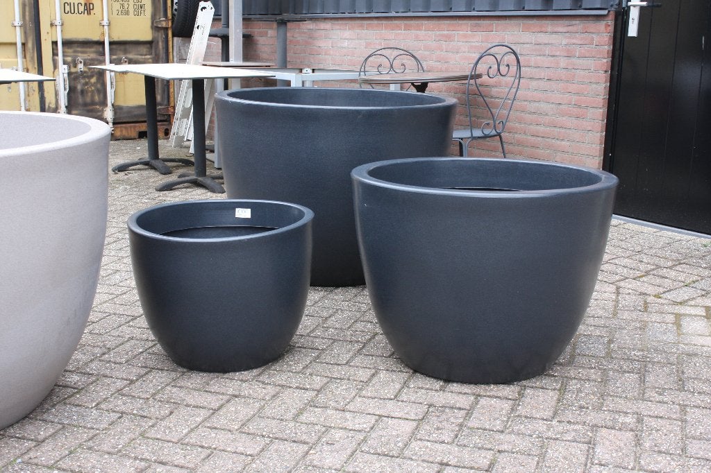 Grote ronde bloempotten Antraciet kunststof (in- en outdoor), Tuin en Terras, Ophalen, Kunststof, 40 cm of meer, Rond