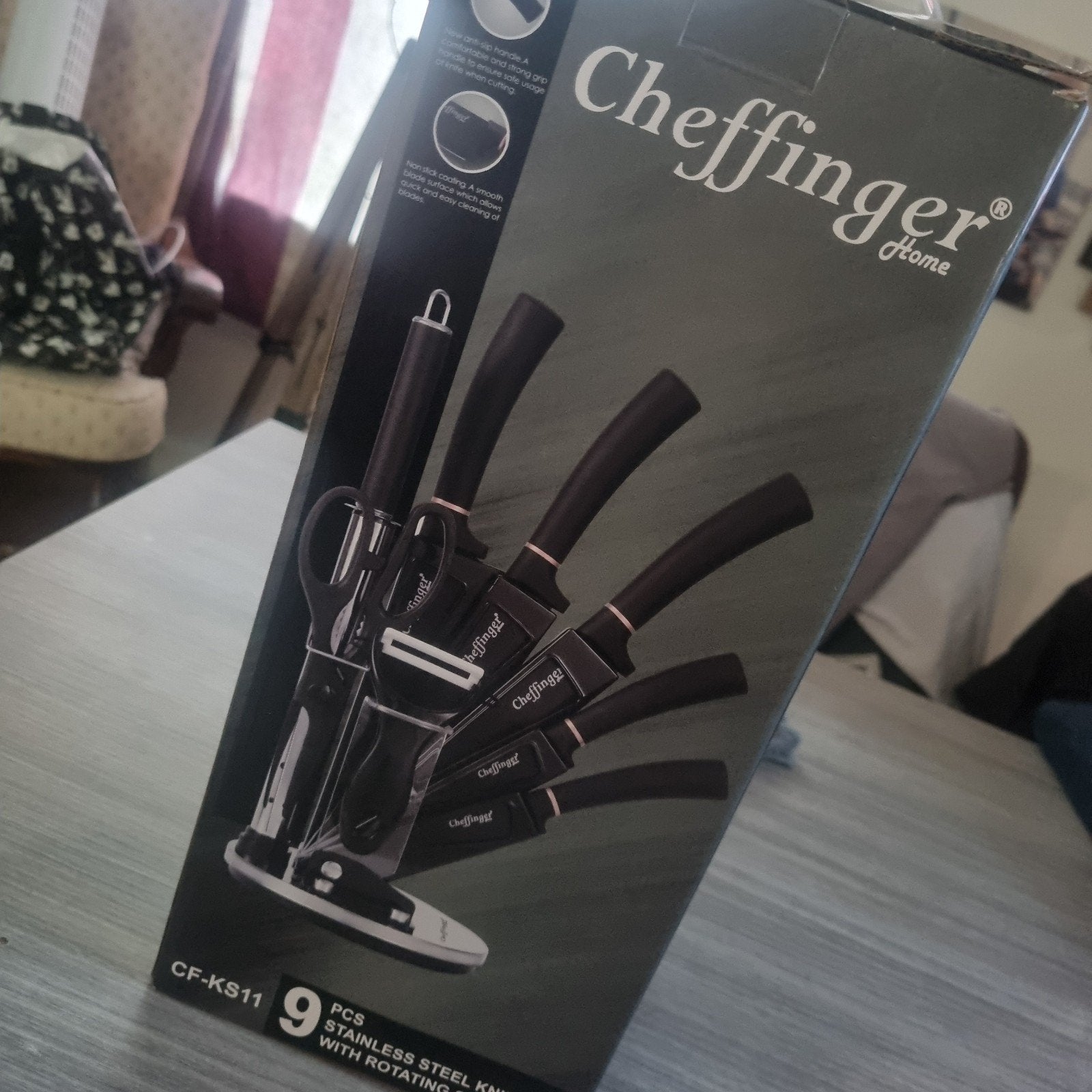 Cheffinger Messenset met Roterende Houder - Zeer Compleet, Overige typen, Nieuw, Ophalen of Verzenden, Zwart