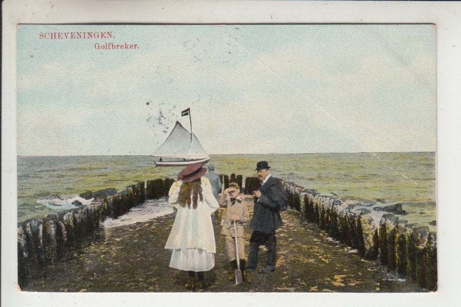 Scheveningen, Golfbreker, Ophalen of Verzenden, Voor 1920, Gelopen, Zuid-Holland