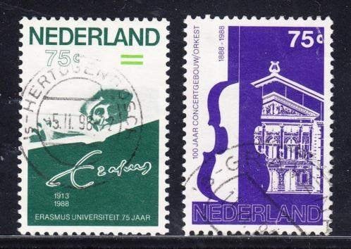 1560 - Nederland nvph 1412/1413 gestempeld , Standbeeld, Postzegels en Munten, Postzegels | Nederland, Verzenden, Na 1940, Gestempeld