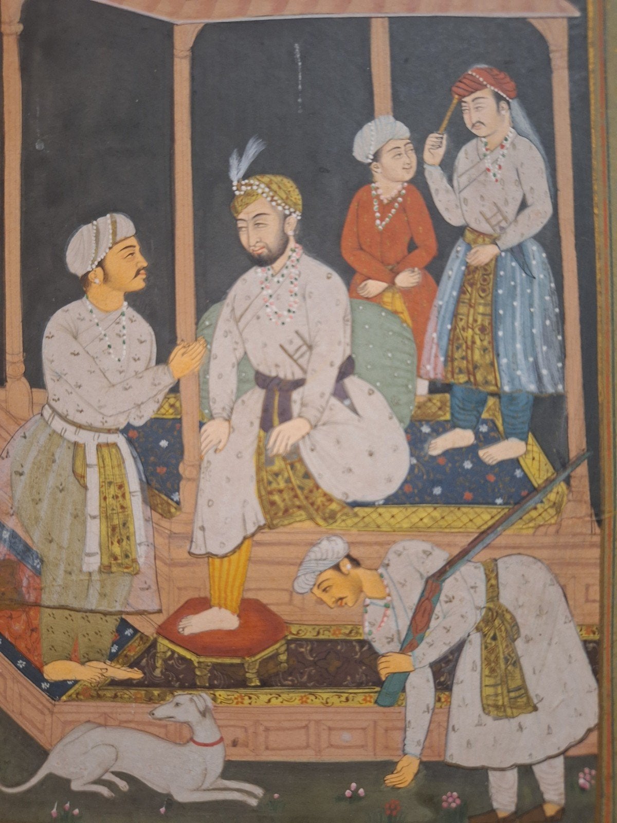 Antiek Indiaas Schilderij: Scène na de Jacht, Schilderij, India, Geschilderd, Ophalen of Verzenden