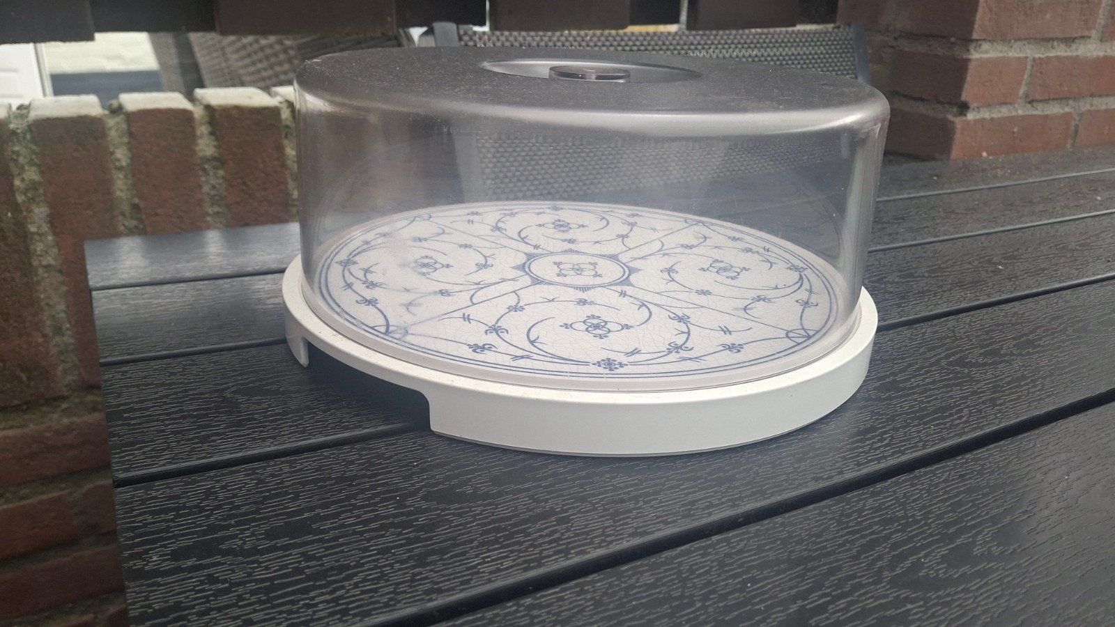 Taartstolp met Delfts Blauw motief, Ophalen, Kunststof, Wit, Overige typen