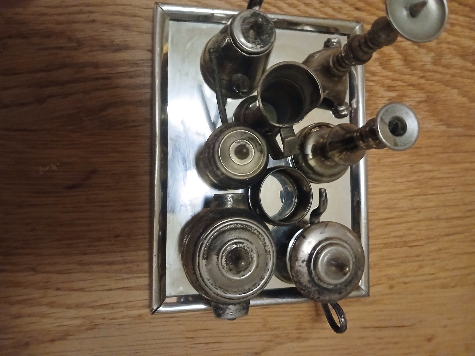 Antiek Tinnen Miniatuur Theeserviesje / Poppenhuis Servies, Ophalen