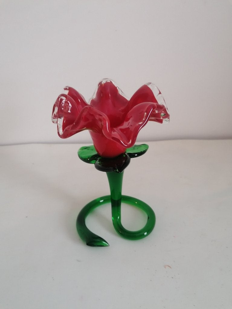 vintage MURANO glazen kandelaar in de vorm van een bloem izg, Ophalen of Verzenden