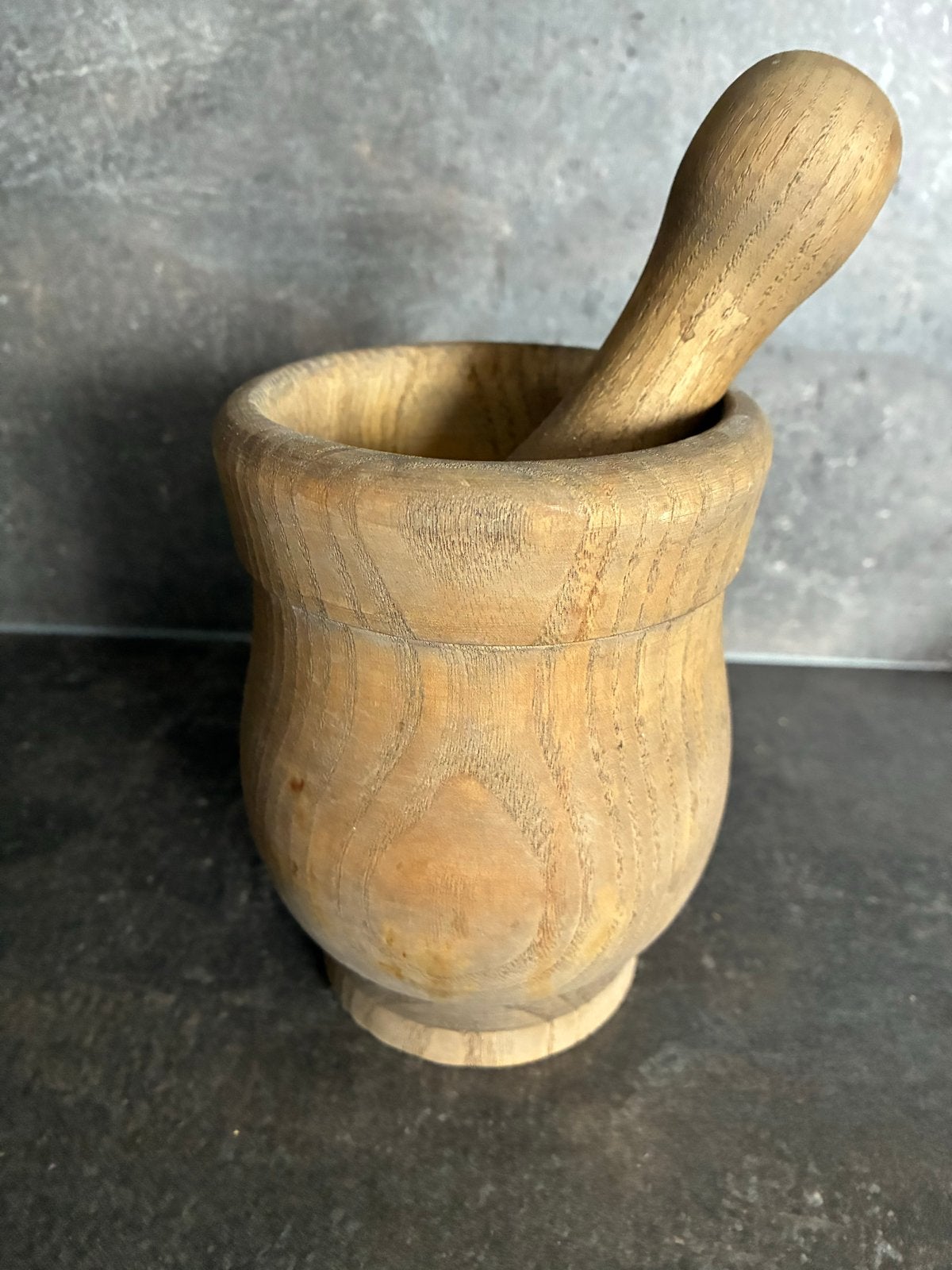 Vintage houten vijzel met stamper, Antiek en Kunst, Ophalen