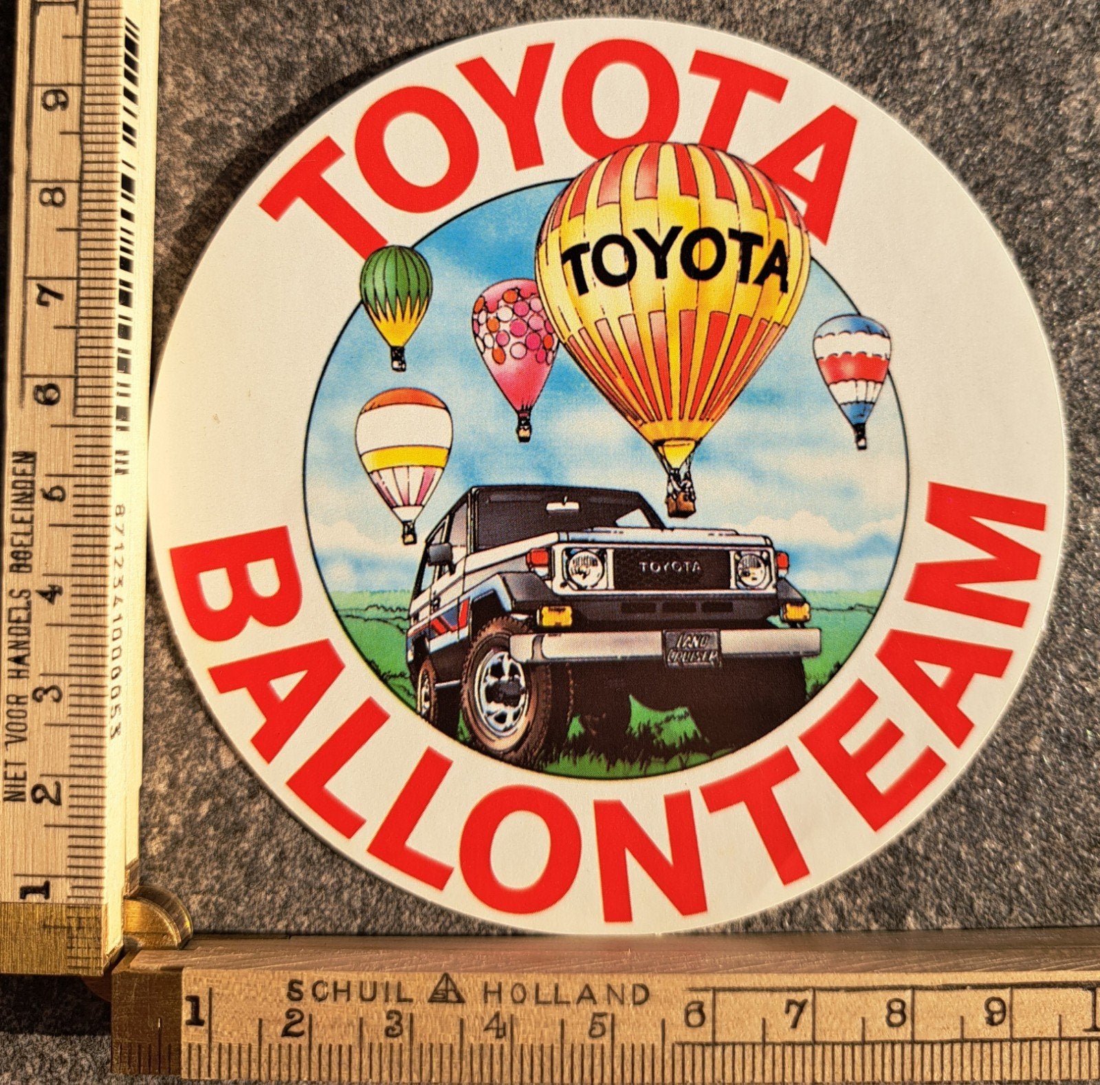 Vintage sticker Toyota Landcruiser ballonteam luchtballon, Verzamelen, Ophalen of Verzenden, Zo goed als nieuw
