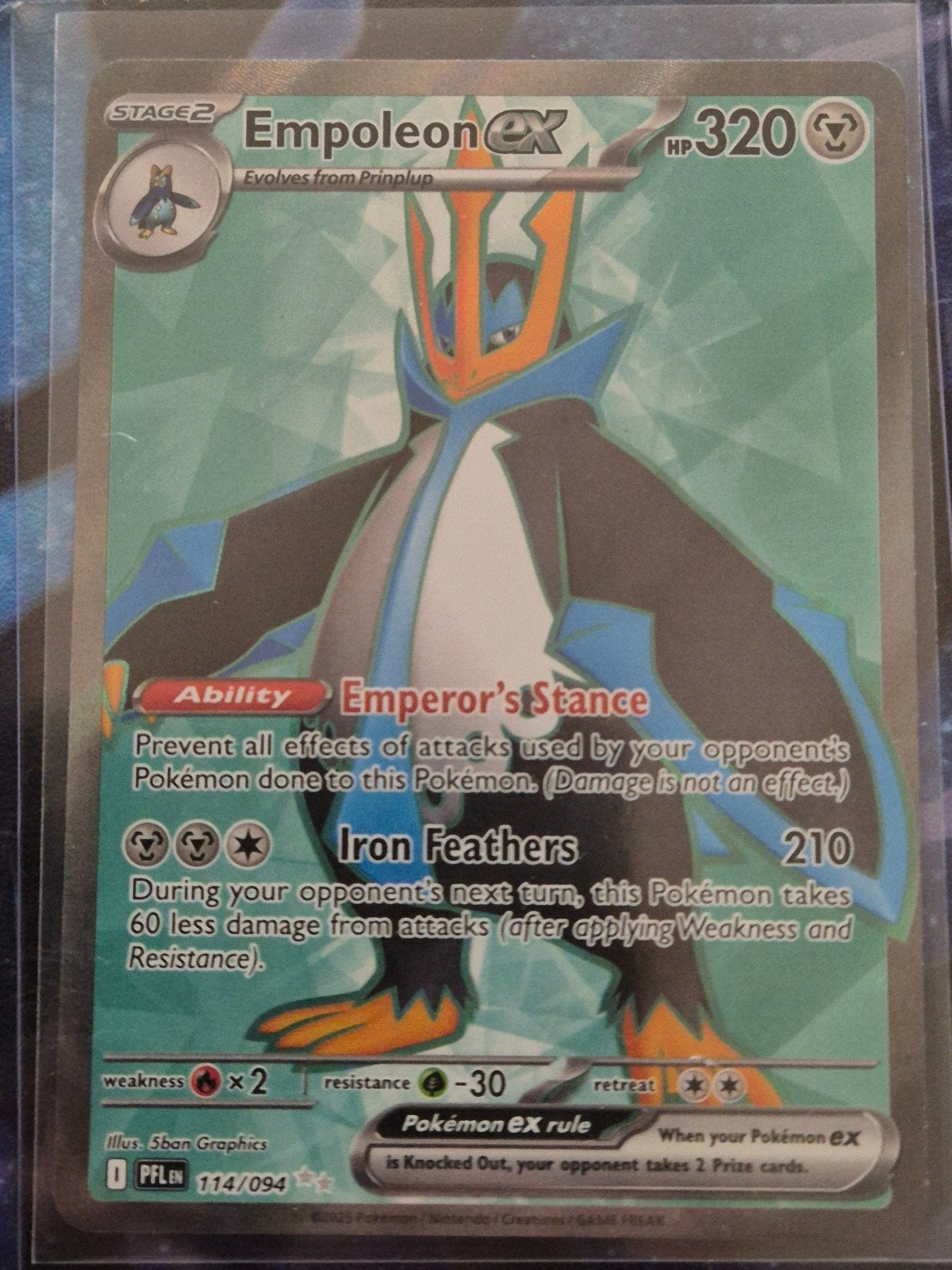 Empoleon EX 114/094 Pokemon Kaart, Ophalen of Verzenden, Zo goed als nieuw, Losse kaart, Foil