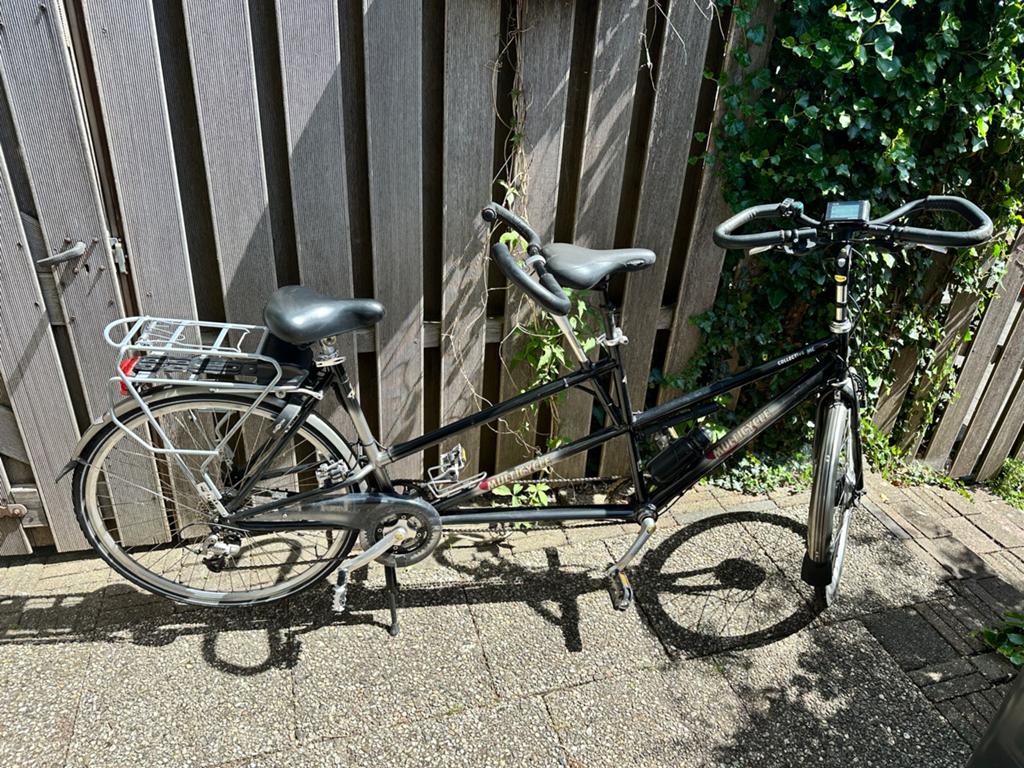 Multicycle Tandem E-bike met voorwielmotor, Fietsen en Brommers, Gebruikt, 55 tot 59 cm, 30 tot 50 km per accu, Ophalen