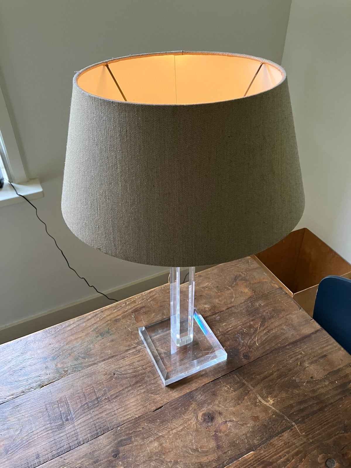 Plexiglas tafellamp inclusief kap, Huis en Inrichting, Ophalen, Gebruikt, 60 cm, Schemerlamp