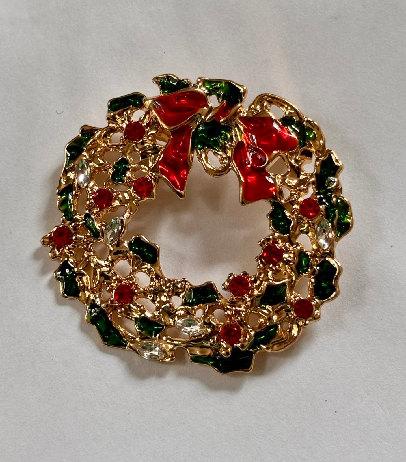 Kerstkrans kerstbroche broche kerst, Ophalen of Verzenden, Zo goed als nieuw, Overige materialen