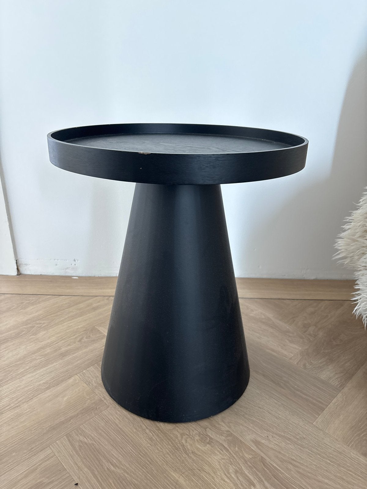 Zwart houten bijzettafel, Minder dan 55 cm, Gebruikt, Rond, Hout