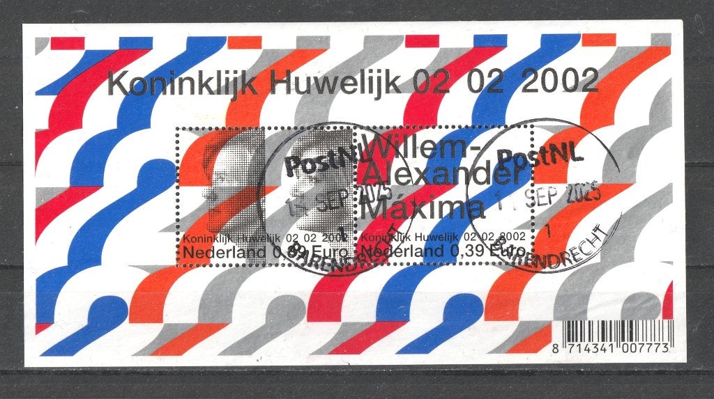 49 M Blok 2048 Koninklijk Huwelijk 2002, Postzegels en Munten, Postzegels | Nederland, Verzenden, Na 1940, Gestempeld